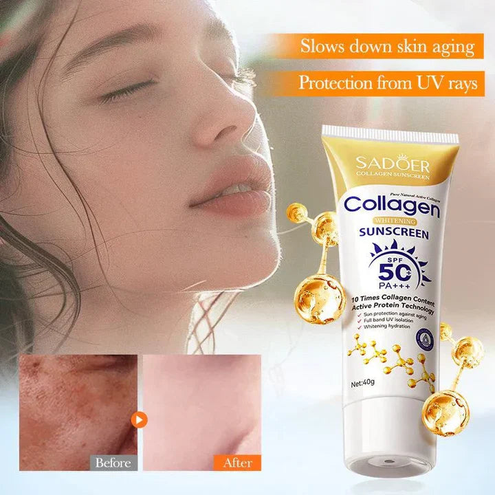 SADOER Collagen Whitening Sunscreen SPF 50+ PA+++ – Brightening & Anti-Aging Sun Protection