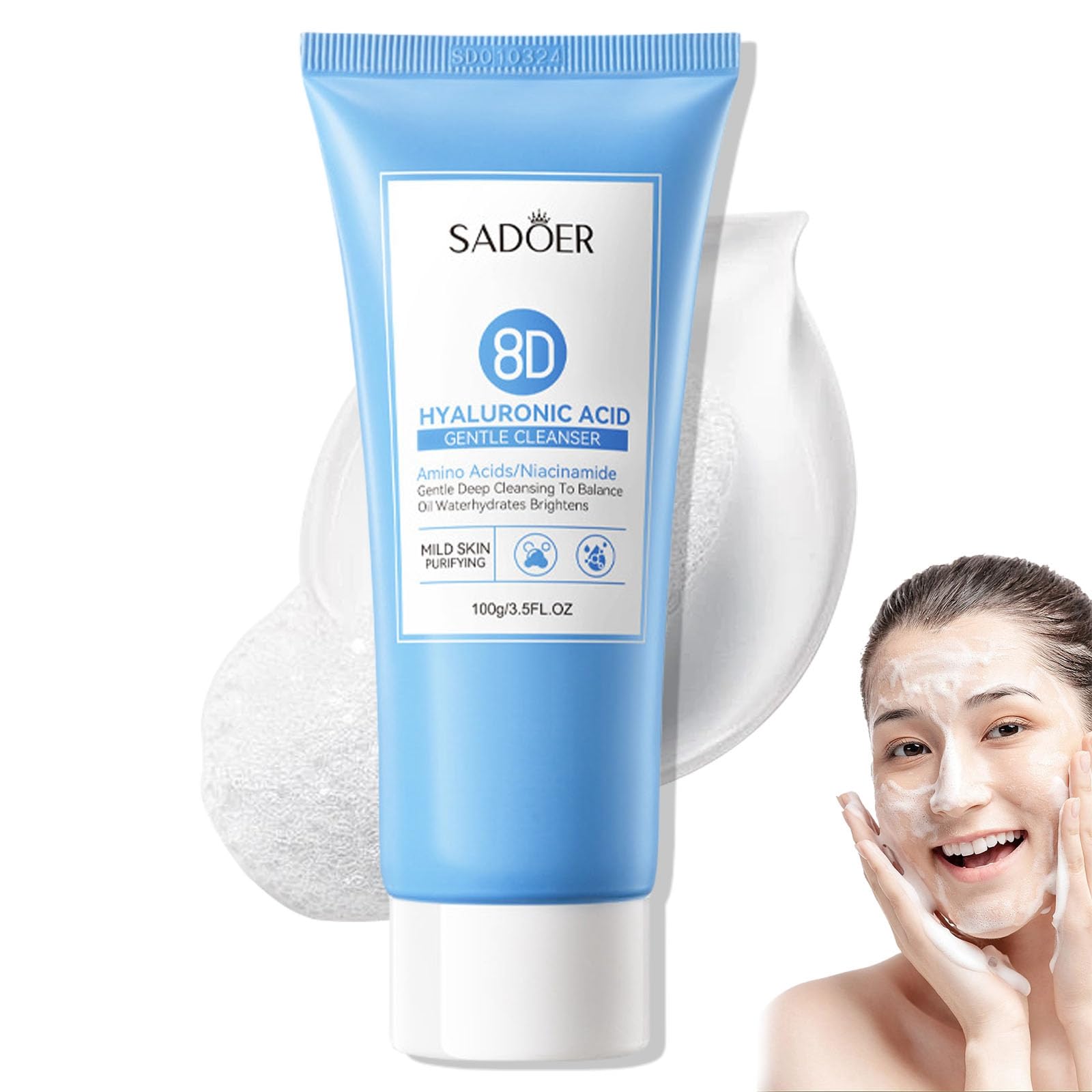 SADOER 8D Hyaluronic Acid Gentle Cleanser – Deep Hydration & Soft Cleansing for Radiant Skin