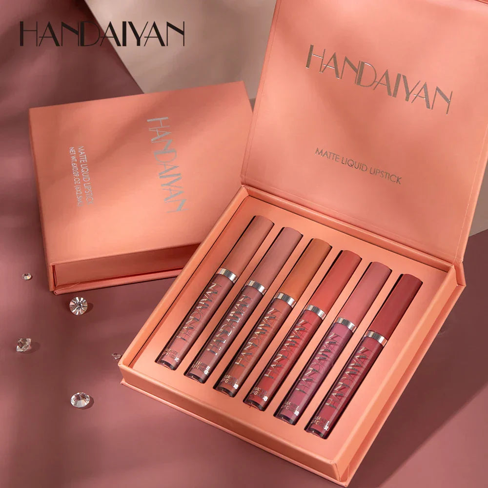 Handaiyan Matte Liquid Lipstick Set – 6 Long-Lasting Shades