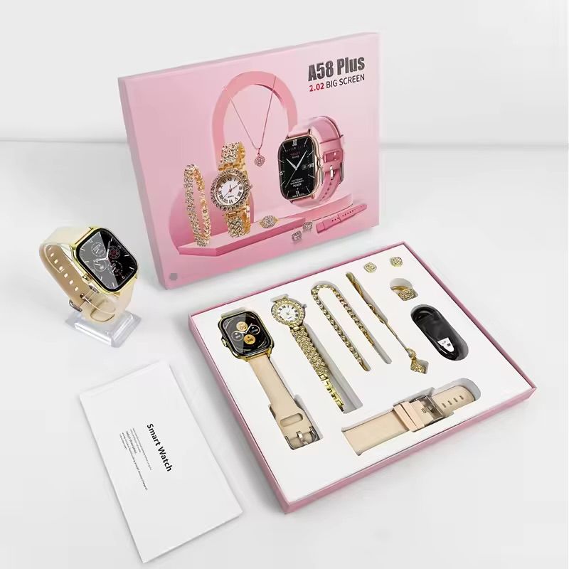 A58 Plus Smartwatch Womens Luxury Watch Gift Set Women Jewelry Wearing 8 In1