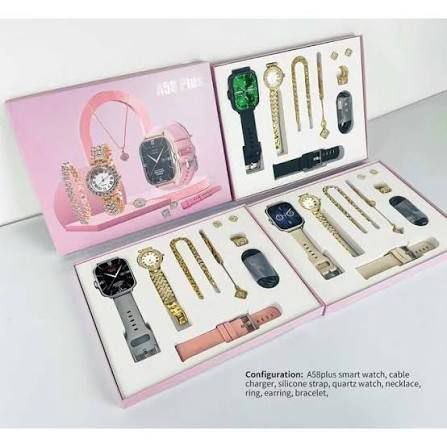 A58 Plus Smartwatch Womens Luxury Watch Gift Set Women Jewelry Wearing 8 In1