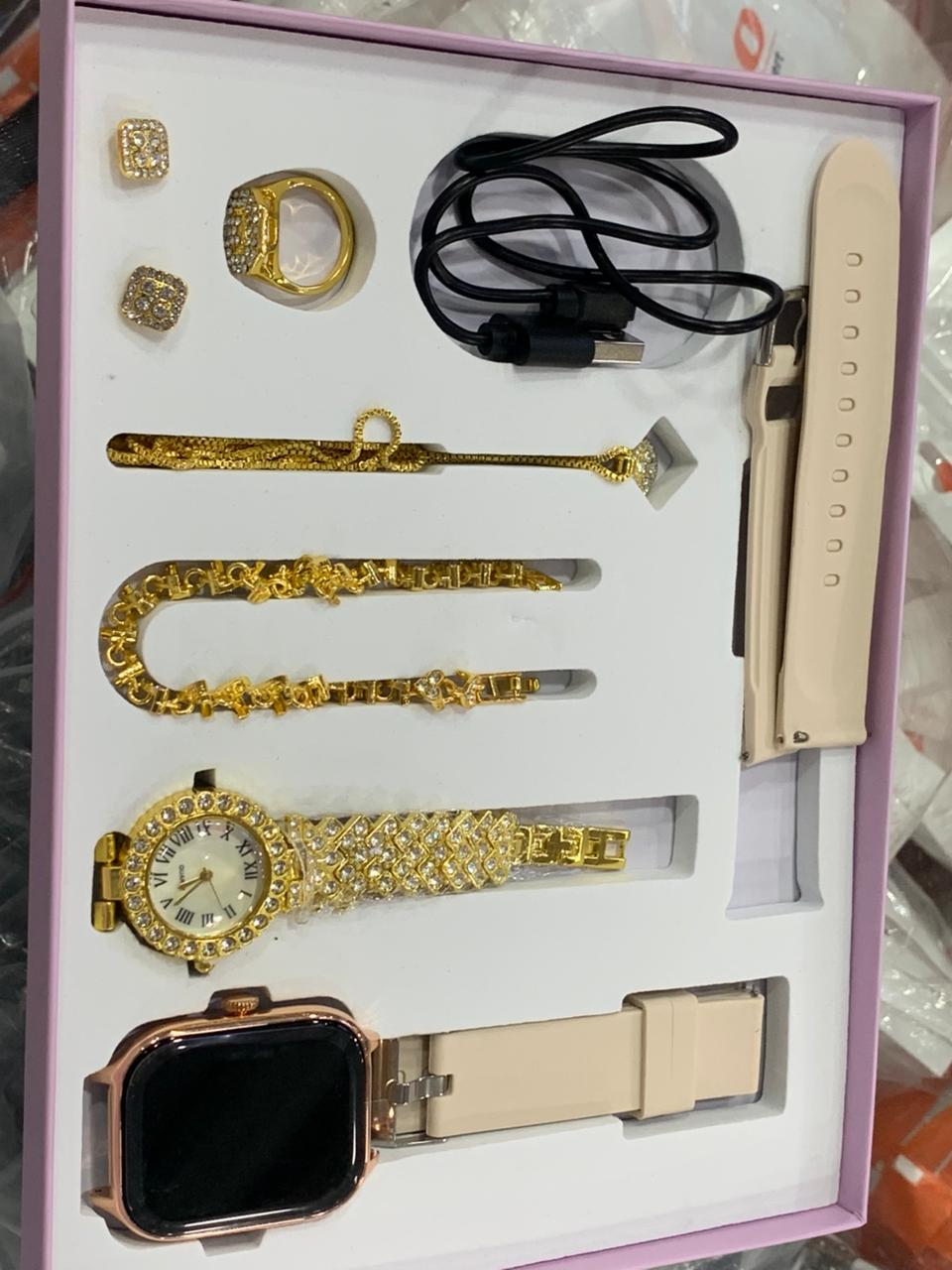 A58 Plus Smartwatch Womens Luxury Watch Gift Set Women Jewelry Wearing 8 In1