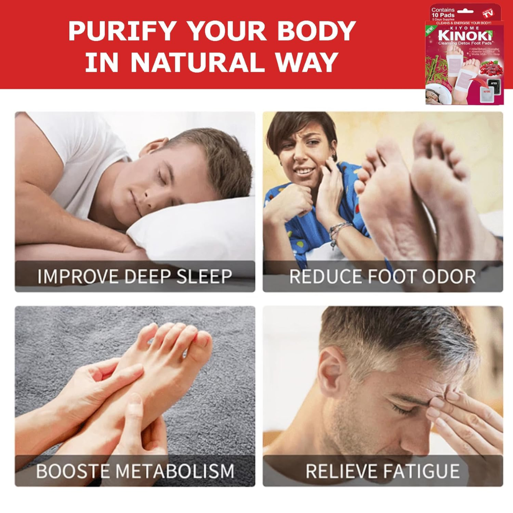KIYOME KINOKI Cleansing Detox Foot Pads - 10 Pads In Each Box