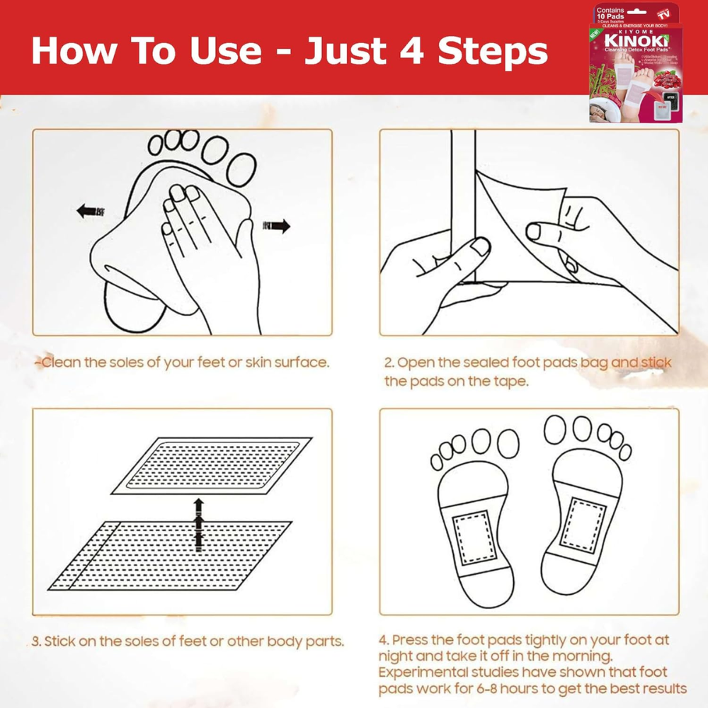 KIYOME KINOKI Cleansing Detox Foot Pads - 10 Pads In Each Box