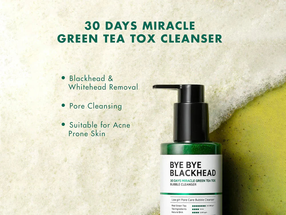 SOME BY MI Bye Bye Blackhead 30 Days Miracle Green Tea Tox Bubble Cleanser – Purify, Detox & Refresh