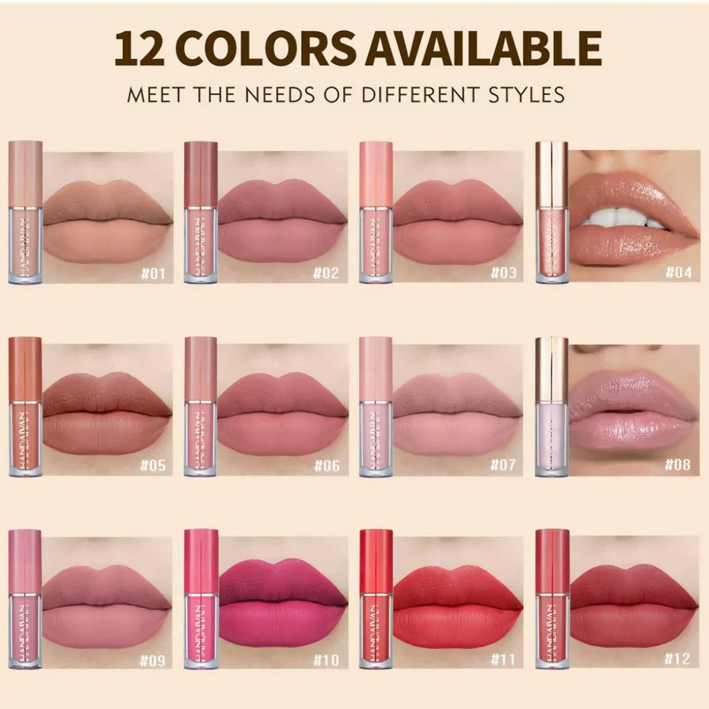 Handaiyan 12-Piece Lip Set: Matte & Gloss for Every Look– Versatile Lip Color Collection