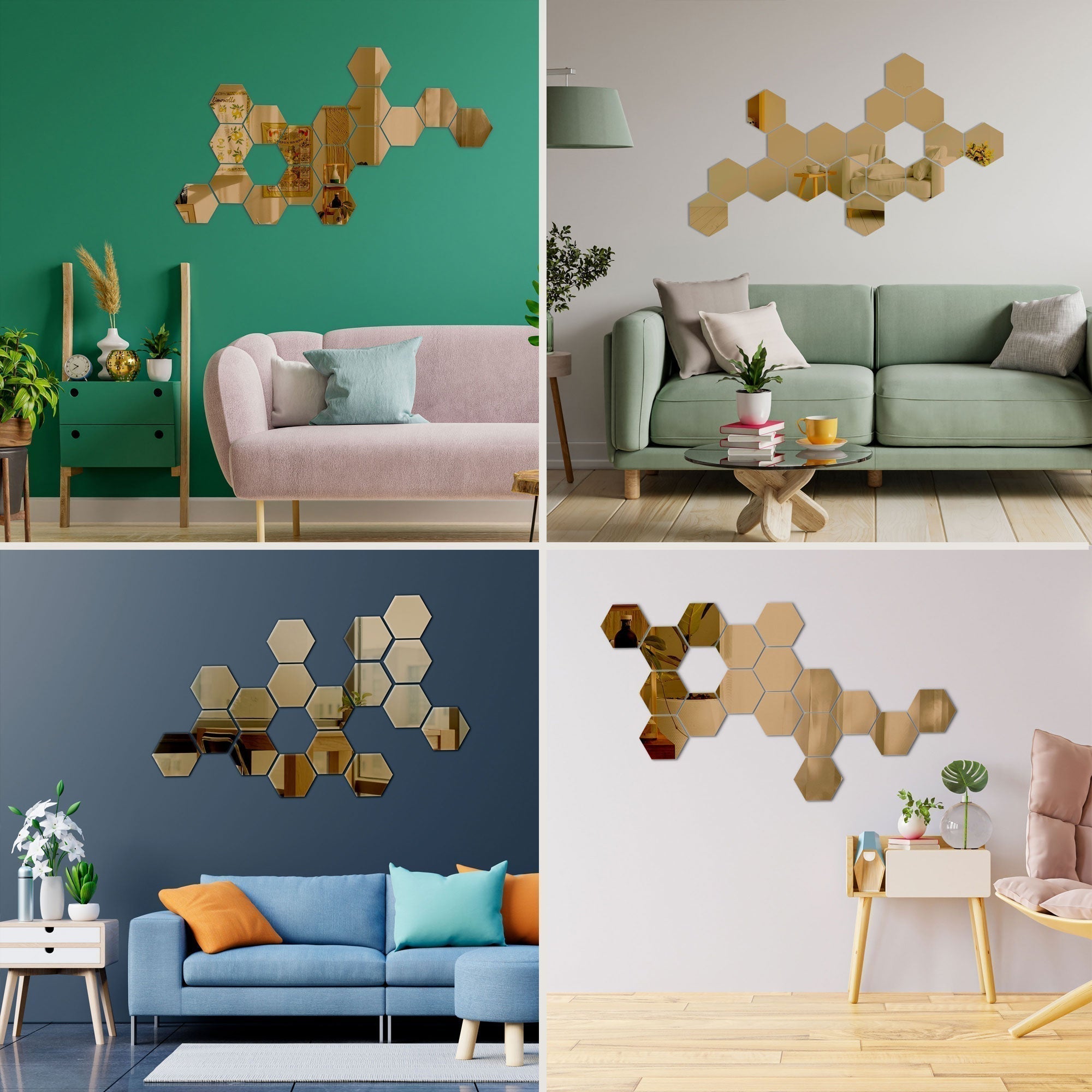 Hexagon Mirror Wall Stickers - Buynowpakistan